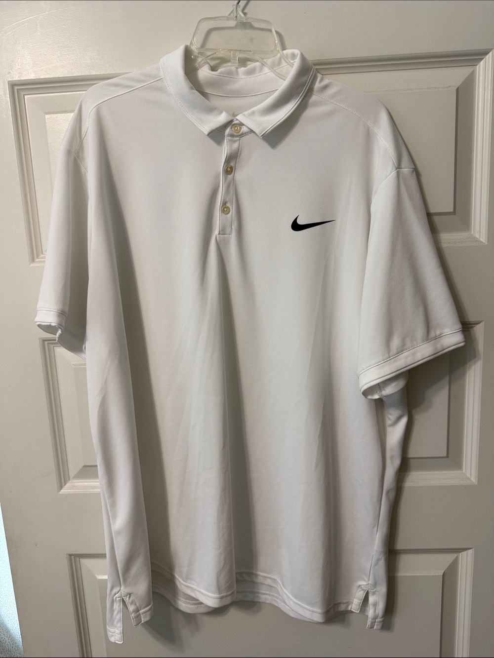 Nike Men’s White Polo with Black Swoosh